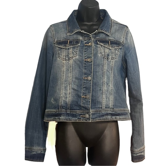 PRANA Jean Jacket Distressed Size Medium - Picture 1 of 9